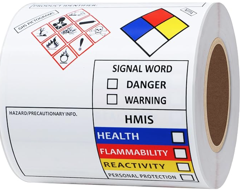 OSHA Data Labels for Chemical Safety 3×4 Inch MSDS Stickers with GHS Pictograms HMIS & Hazard Compli