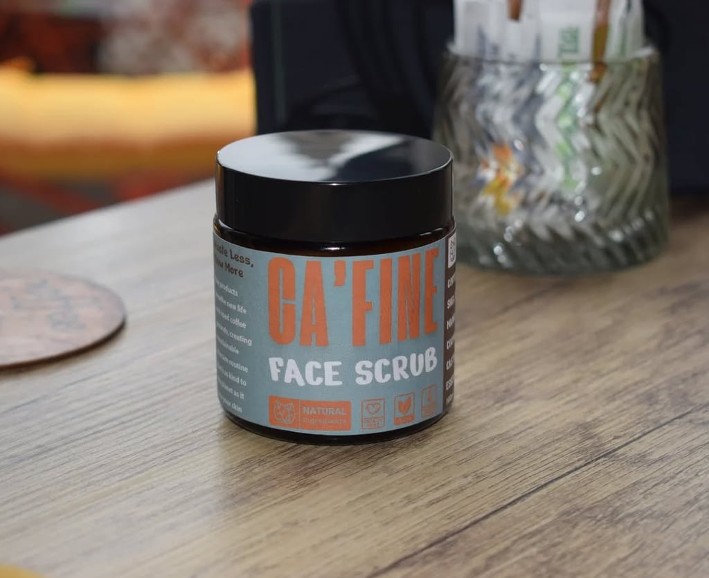 coffee face scrub on a table in a worcester coffee shop