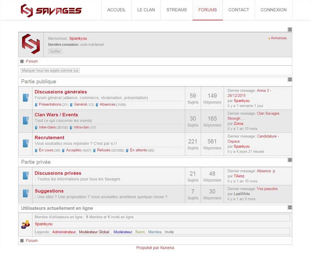 Clan Aegis France site web en 2012