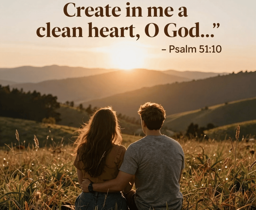 A soft-focus close-up of an open Bible resting on a blush pink silk cloth, with delicate gold accents catching the light.
