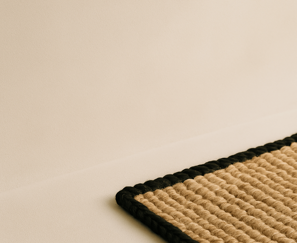 tapis sur stucco latte, texture veloutée