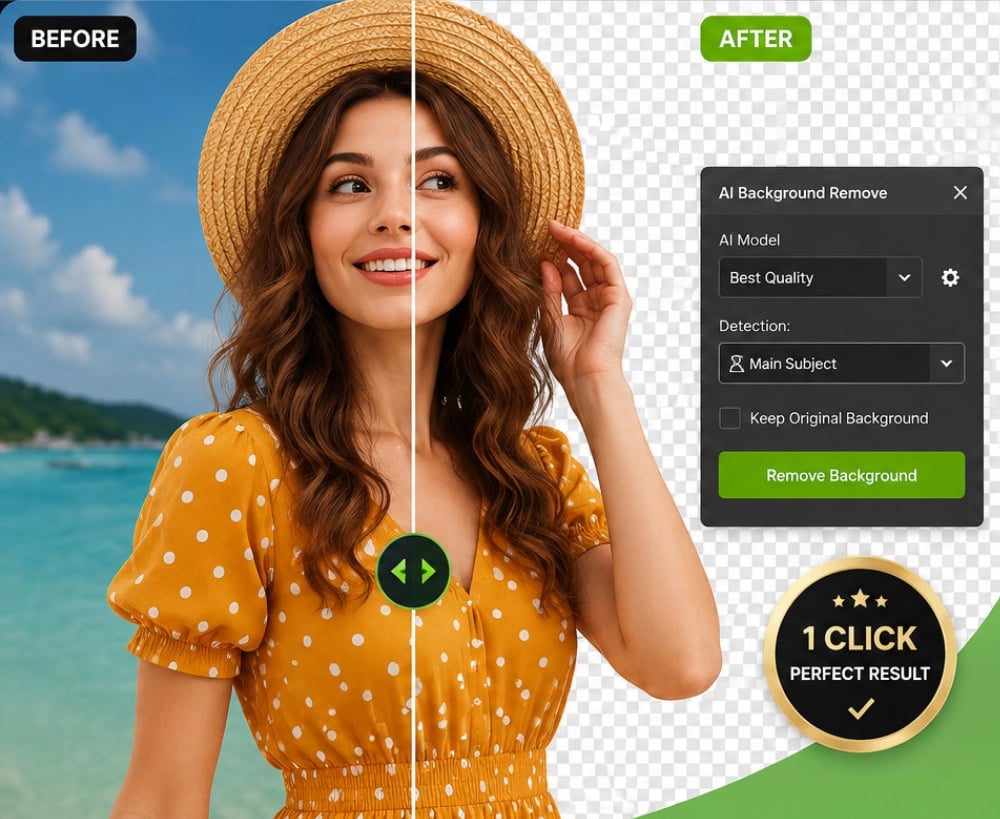Before and After AI Remove Background in CorelDRAW