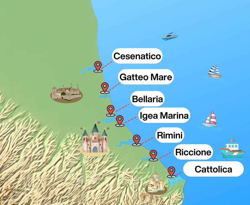 Riviera romagnola, Rimini, Riccione, Cesenatico