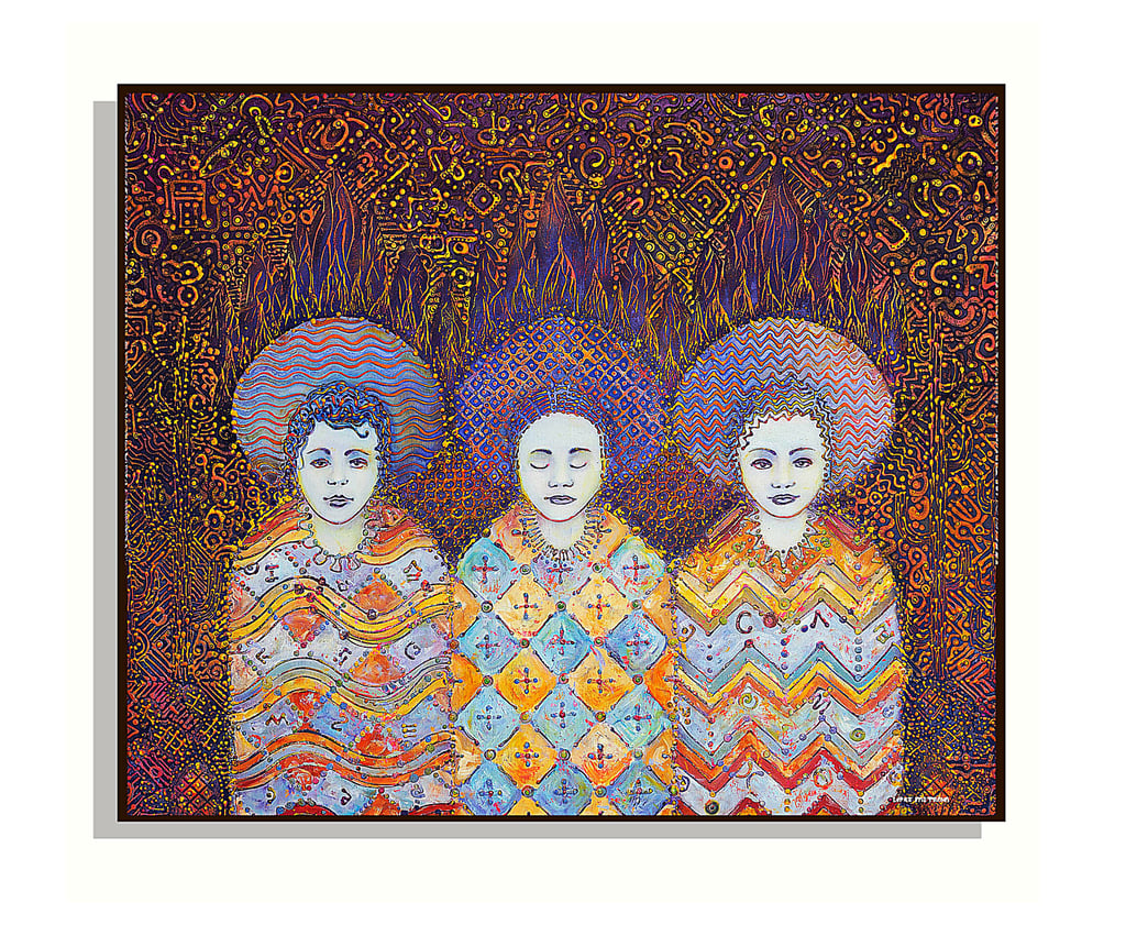 LOS TRES SANTITOS | Obra de Arte Contemporáneo Neo-Crotálico del artista mexicano Javier Lopez Pastrana