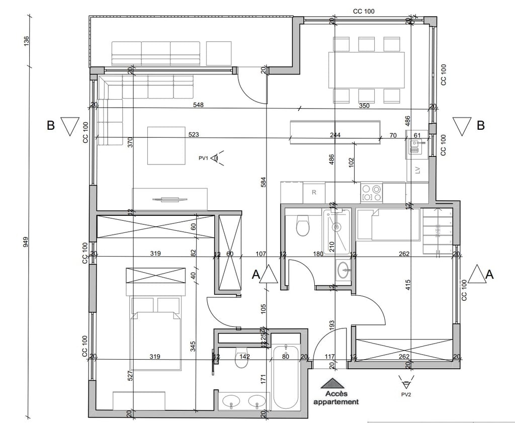 Plan technique d'un appartement