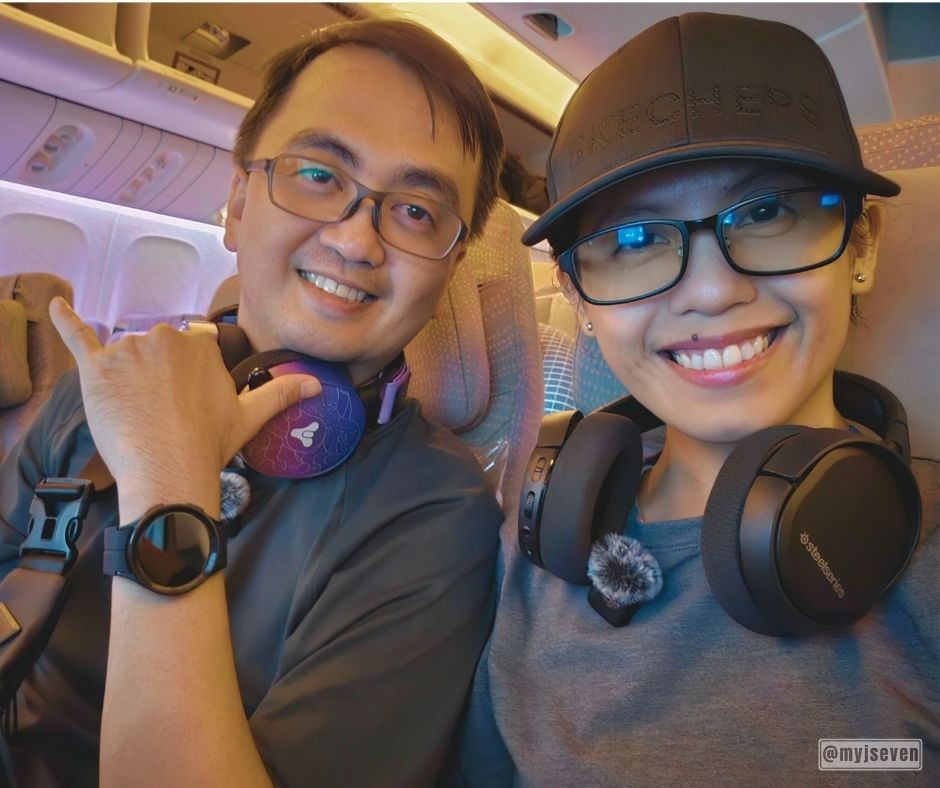 MJ & Seven flying Emirates from Philippines to Spain