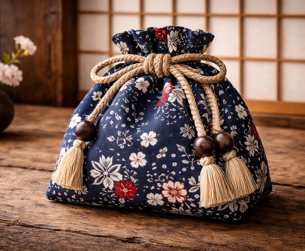 Original japanische Kanchaku-Tasche aus reiner Seide – handgefertigt aus traditionellem Kimonostoff