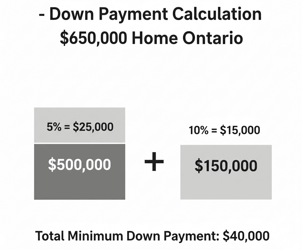 Infographic explaining the minimum down payment calculation in Ontario