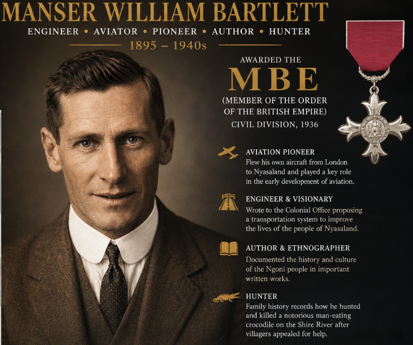 Manser William Bartlett - The real crocodile hunter grandfather- MBE
