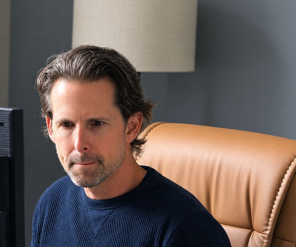 Neal Falcone, founder of Peregrine Vantage, at his home workspace.