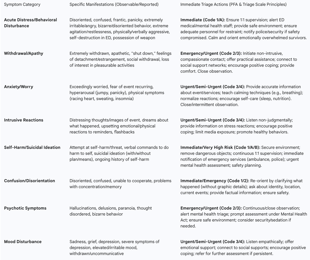 Table 1: Comparison of Key Psychological Triage Models