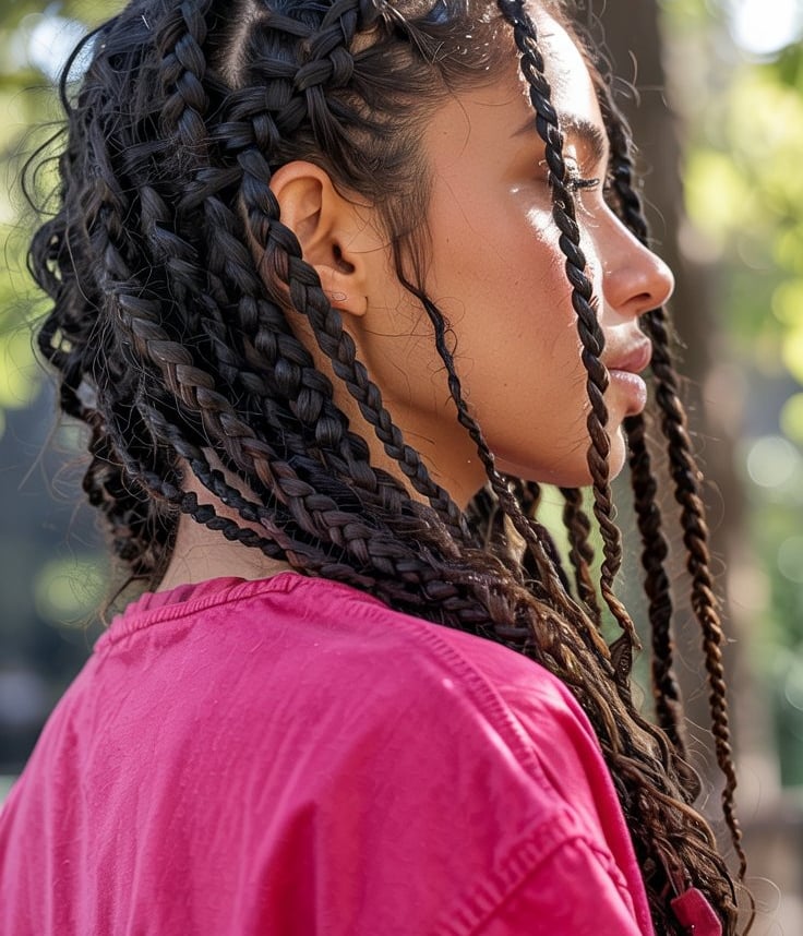 curly-braid-hairstyle-pink-outfit