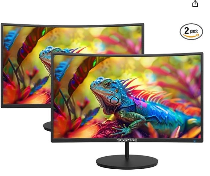 2X Pack - Curved 24 Inch Monitor FHD 100Hz Computer Monitor, HDMI X2