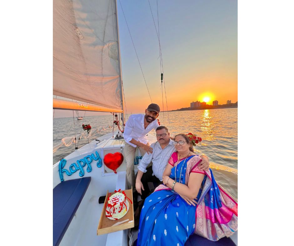 a man and woman sitting on a boat