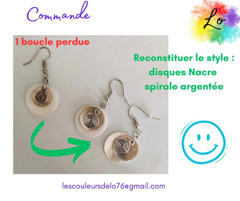 Création boucles d'oreille pendants Nacre spirale acier Les Couleurs de Lo