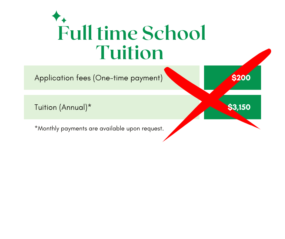  Affordable tuition for our MSA accredited full-time school for academic integrity and holistic grow