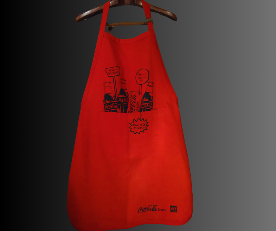 Avental em tecido Brin ecológico de PET reciclado para o Projeto Coca-Cola