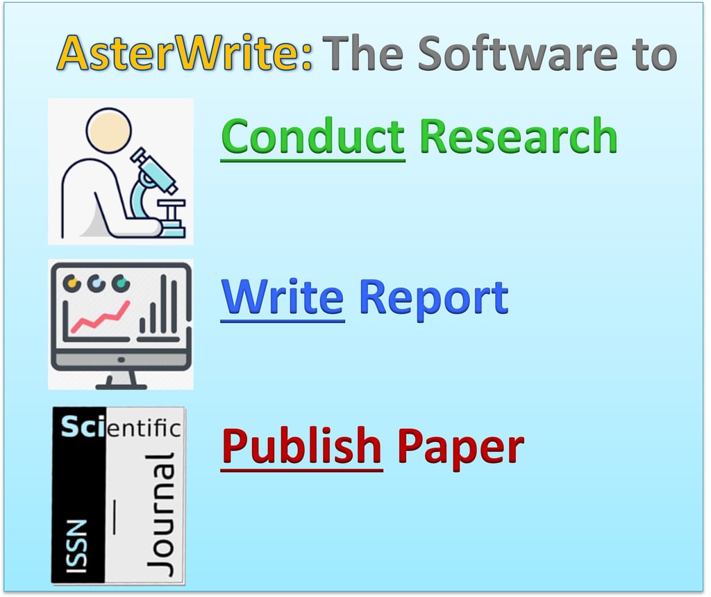 Software to Conduct Research, Write Report, and Publish Paper.