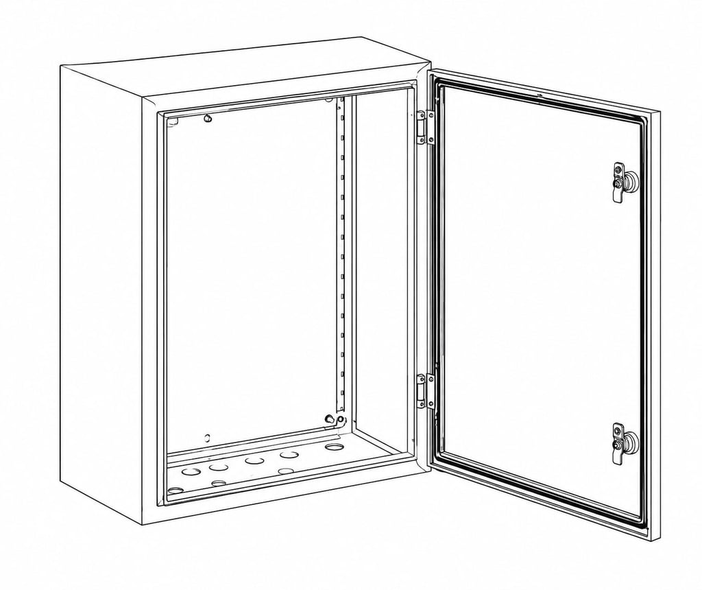 Gabinete metálico industrial con platina de montaje interna, diseñado para la protección de equipos