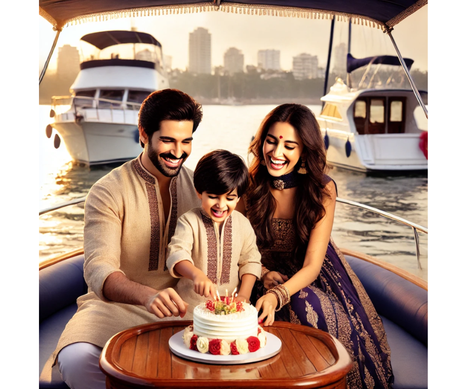 a man and woman cutting a cake with a cake at gate of india mumbai yacht booking