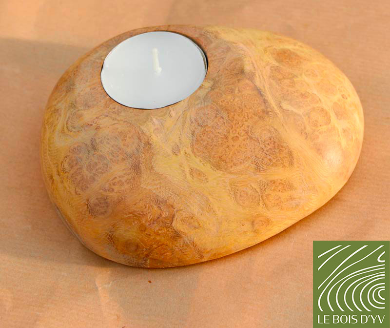 bougeoir en loupe de robinier