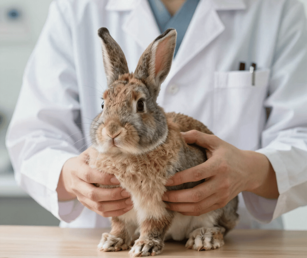 Veterinarian gently examining a colorful exotic bird in a bright clinic room