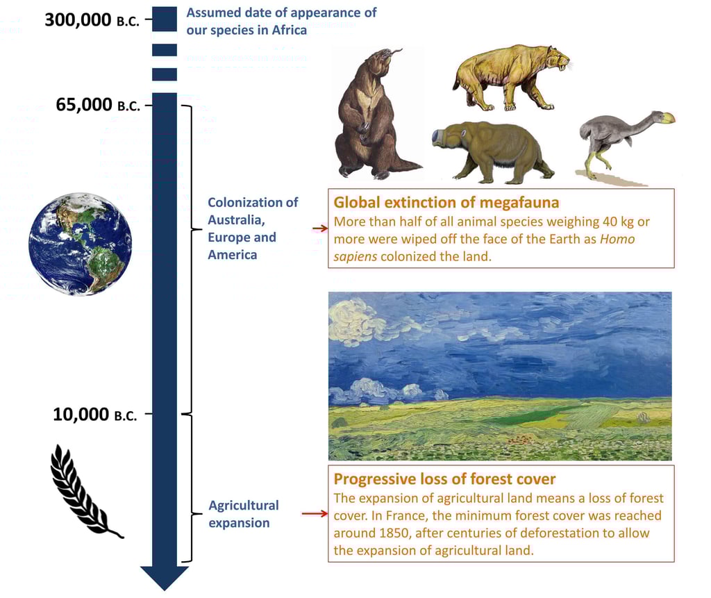Timeline of human alteration of the Earth's surface during prehistory