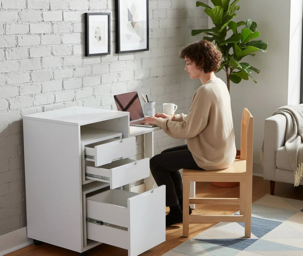 Multifunctional desk from file drawers/cabinet to desk
