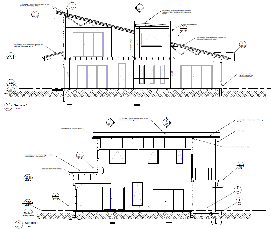 architect Sections of house with a plan to build a house, used for building consent in whakatane