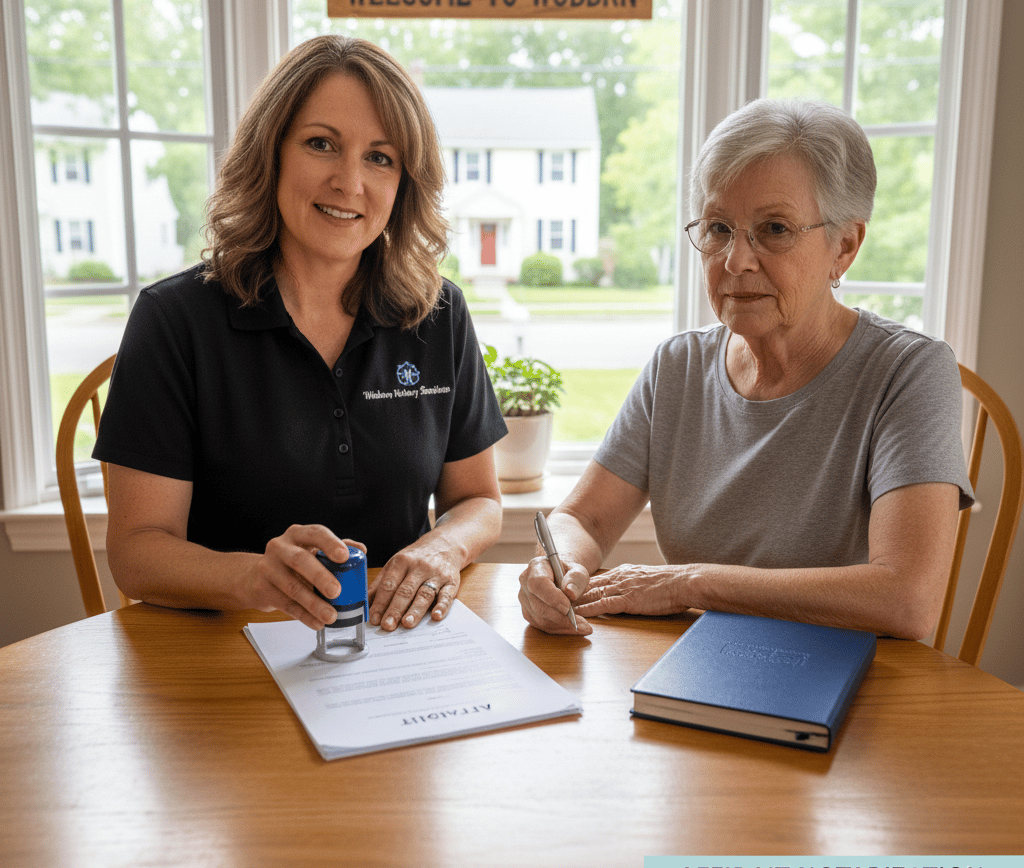 mobile notary affidavit signing in Woburn