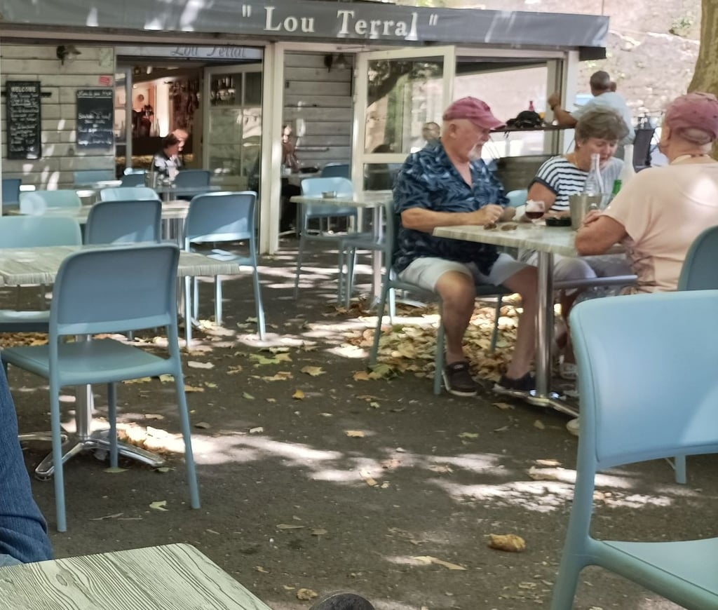 Soubès Café , as the plane trees drops their leaves