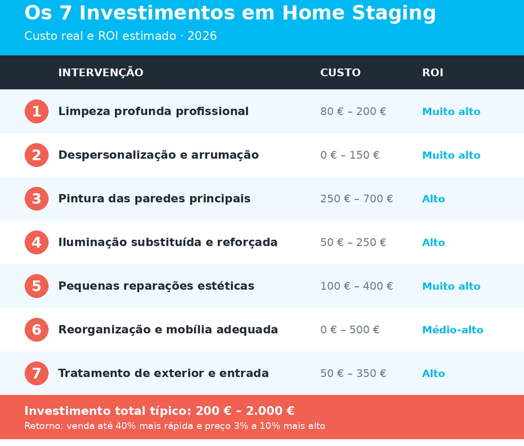 Os 7 investimentos em home staging com melhor ROI — 2026