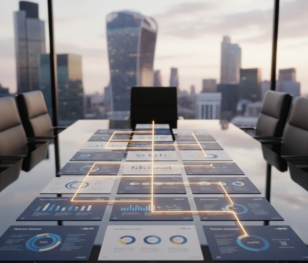 Conceptual illustration of the 'Golden Thread' narrative connecting all slides in a venture capital 