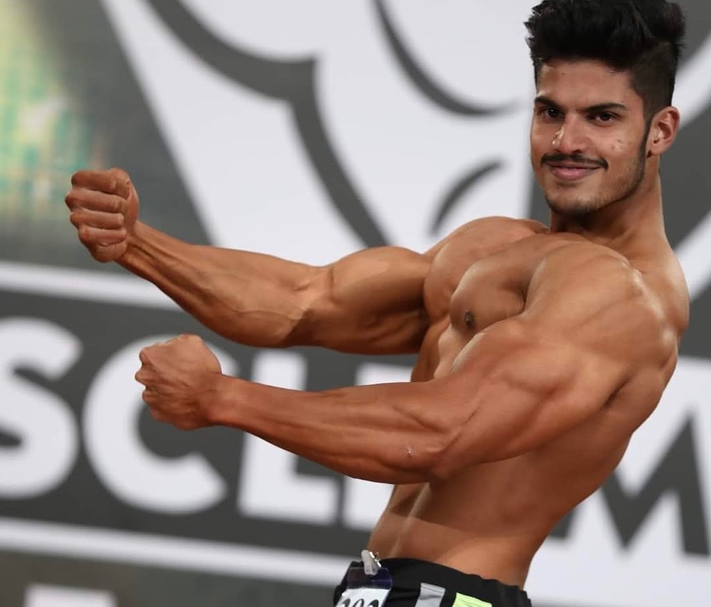 Natural bodybuilder Vipin Raj in his famous pose
