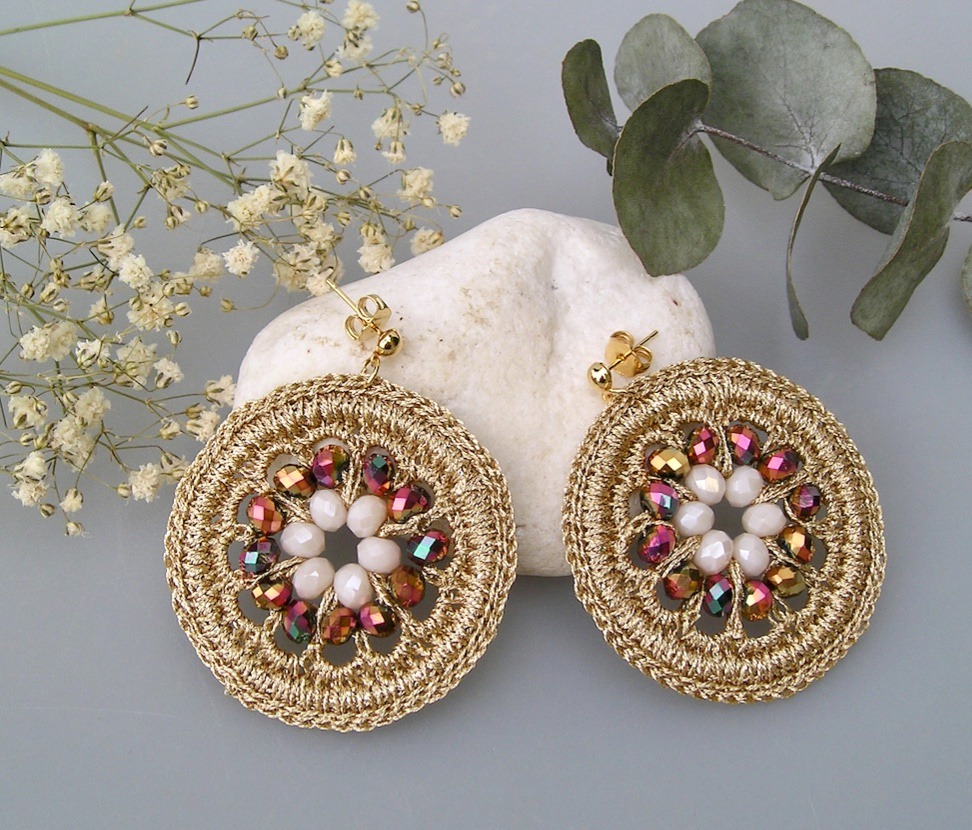 boucles d'oreilles au crochet et perles Bellissima