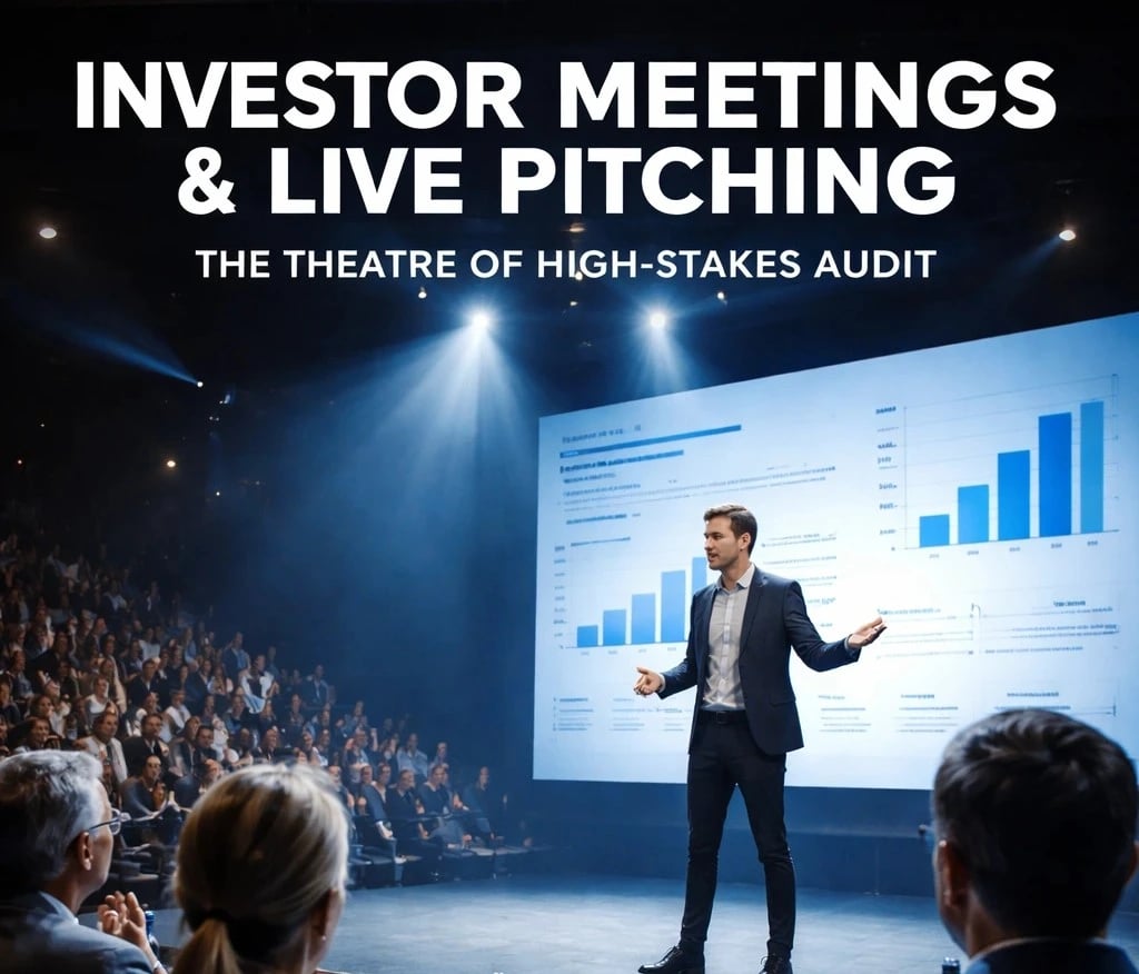 Investor meetings and live pitching presentation strategy.