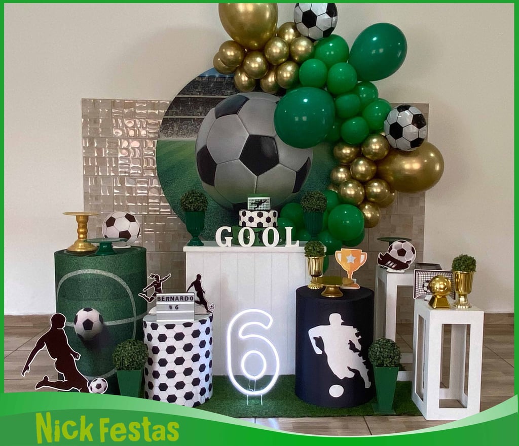 Decoração infantil tema Futebol com bolas, cores vibrantes e detalhes que encantam os pequenos 