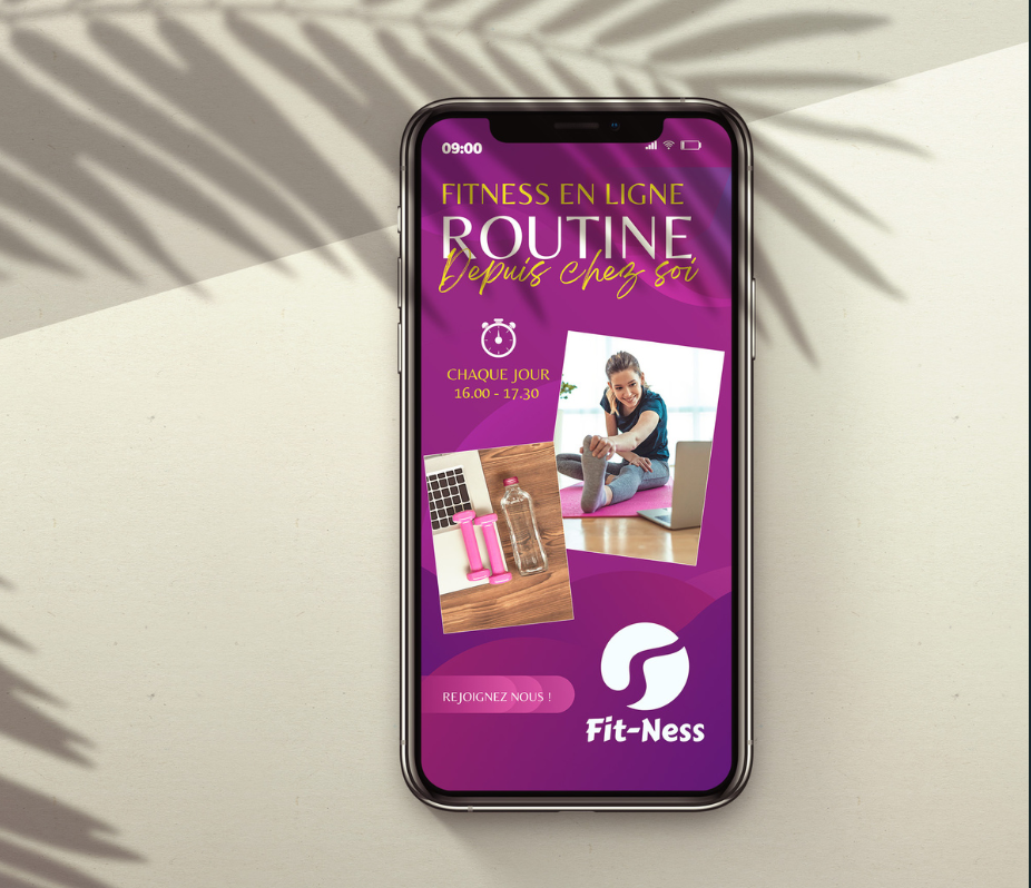 Site web avec son logo sur mobile pour coaching fitness