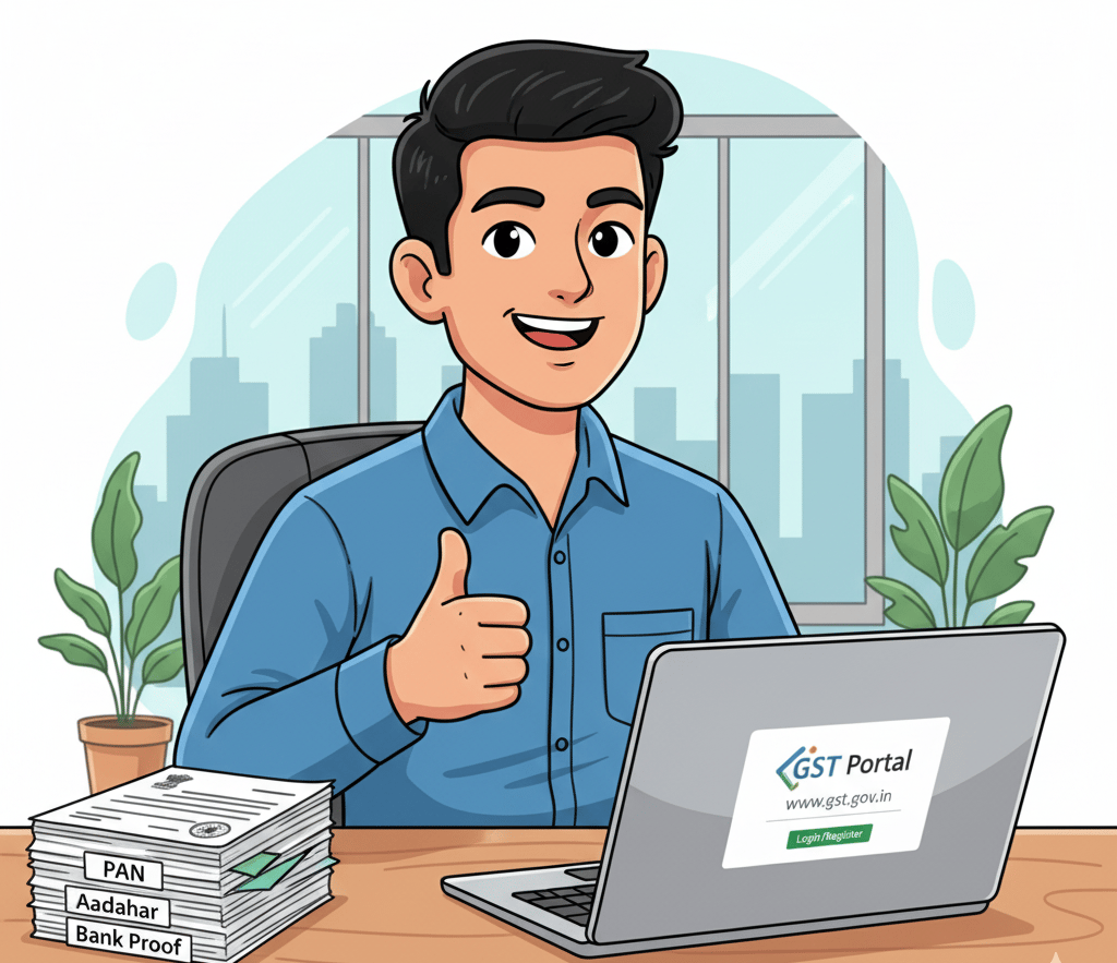 a man sitting at a desk with a laptop and thumbs up