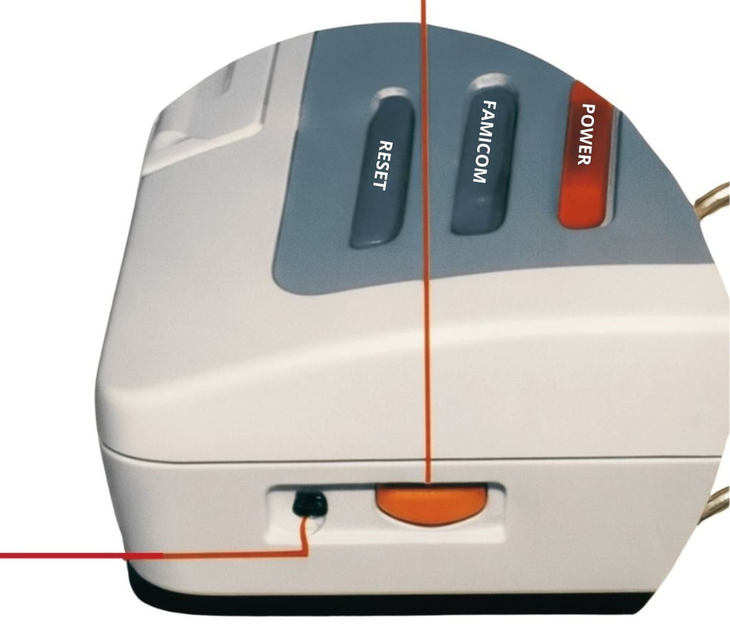 Conector de fone de ouvido stereo e um botão para ajuste de volume na lateral direita do consol