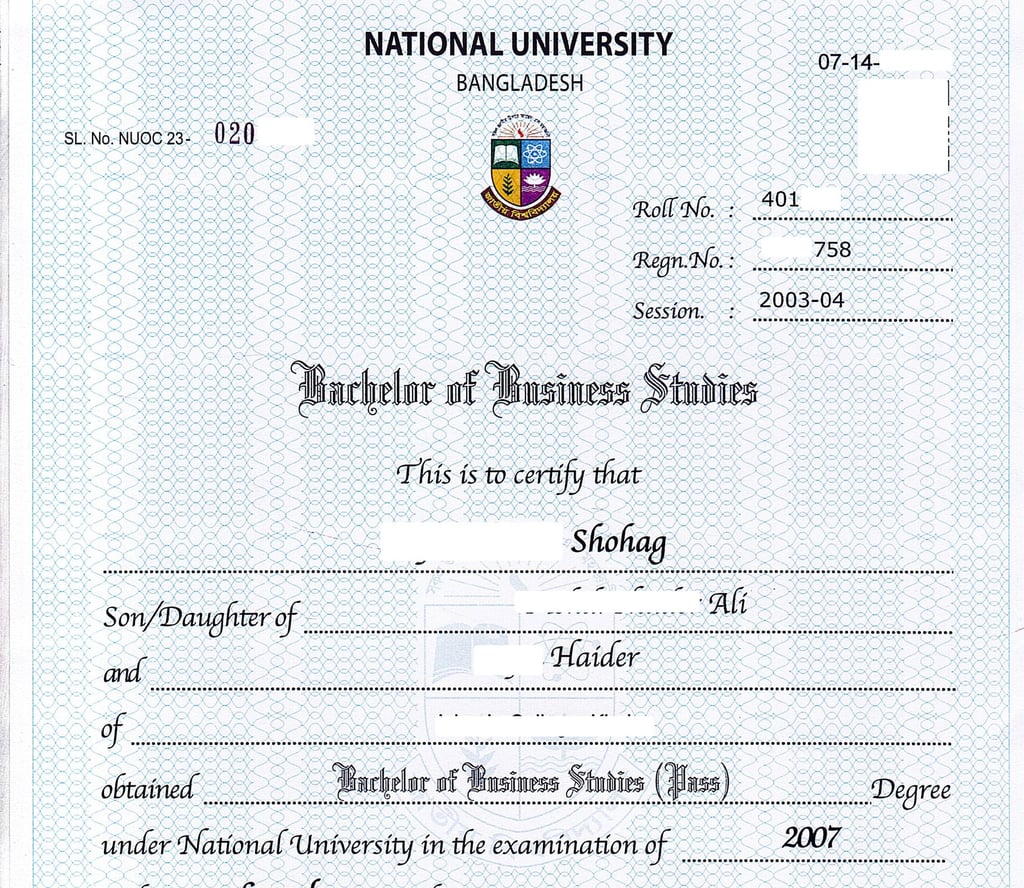 জাতীয় বিশ্ববিদ্যালয়ের মূল সনদ- Nu_ac_bd National Main Certificate