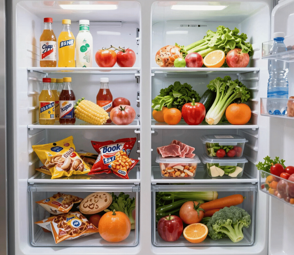 Kitchen transformation showing best foods to burn fat with easy weight loss meals and SkinnyRx GLP-1