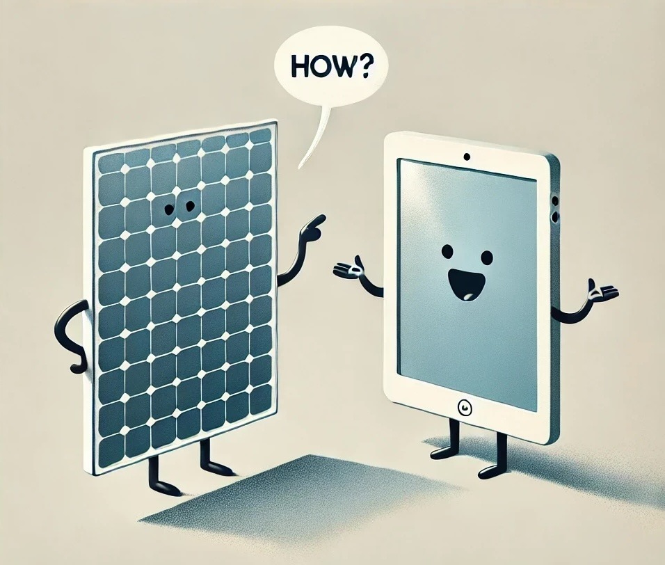 a cell phone with a solar paneled on it