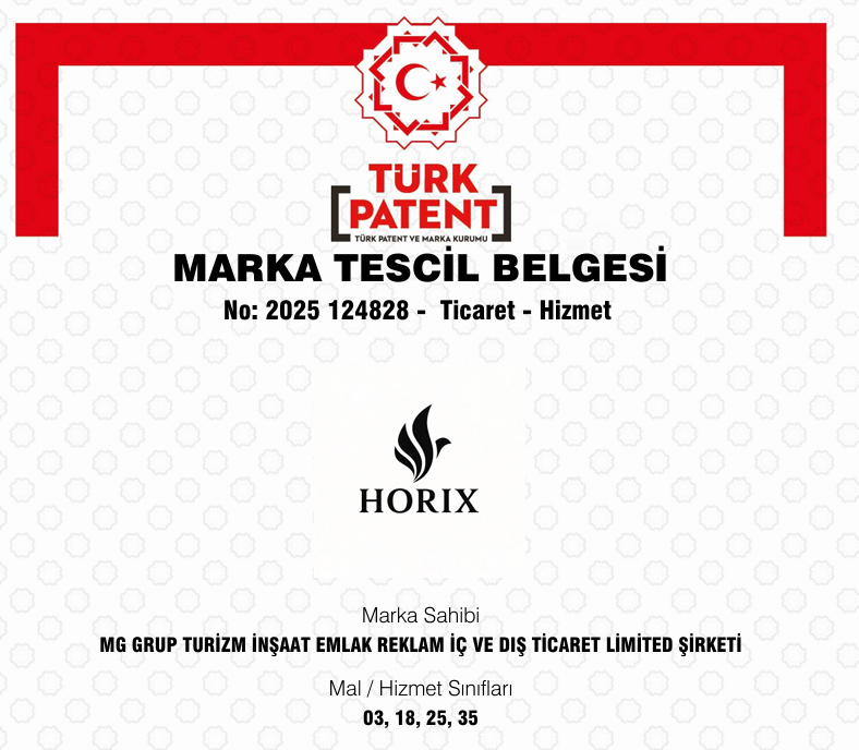 HORIX trademark registered in Turkey registration number 2025 124828