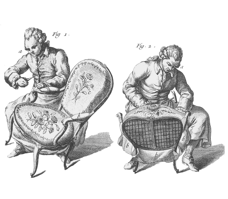 Gravure, tapissier. Encyclopédie D. Diderot et J. d'Alembert