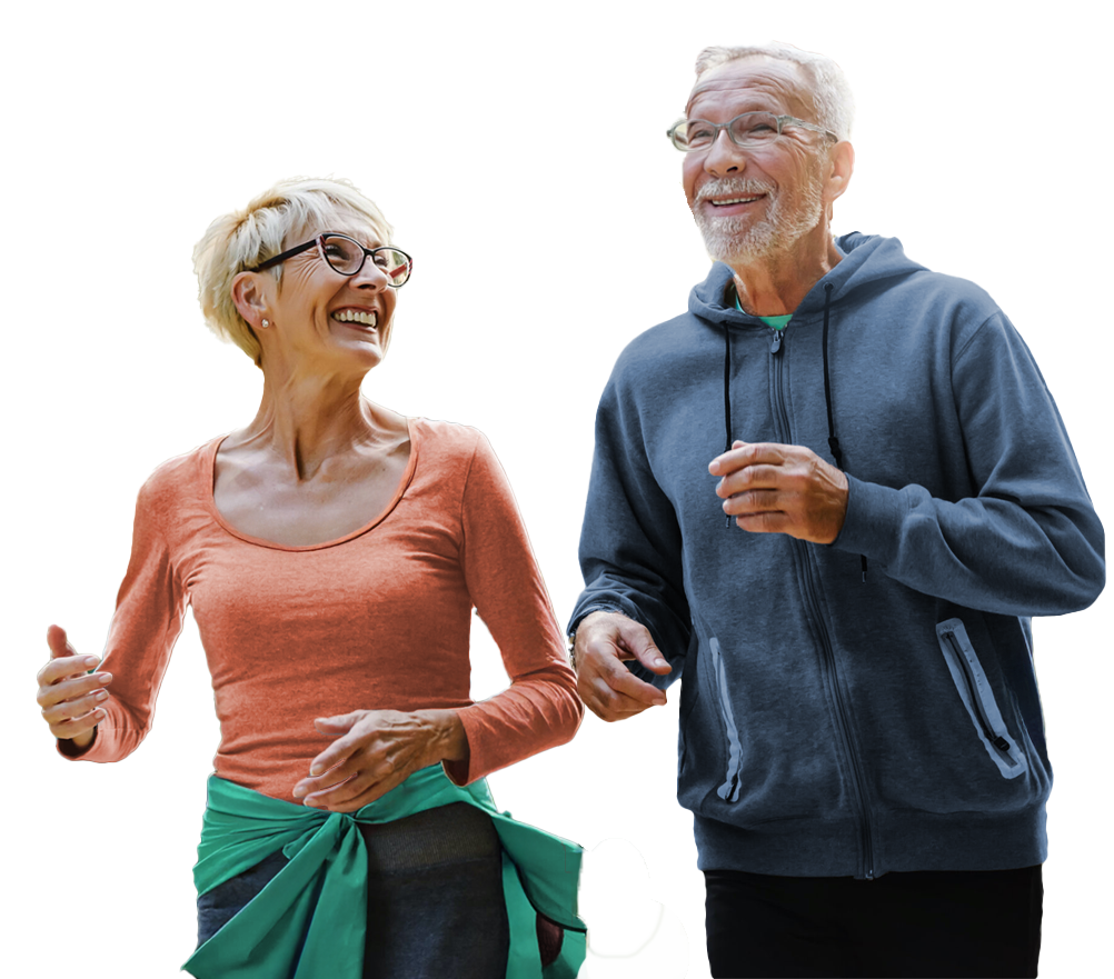 senior healthy couple running