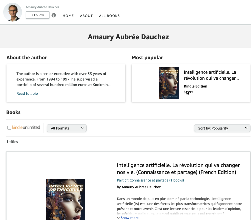 the screenshot of Aubree Dauchez's Amazon's author page
