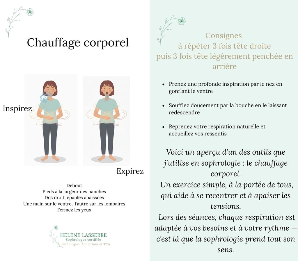 Illustration d’un exercice de respiration en sophrologie : inspiration et expiration pour apaiser le stress