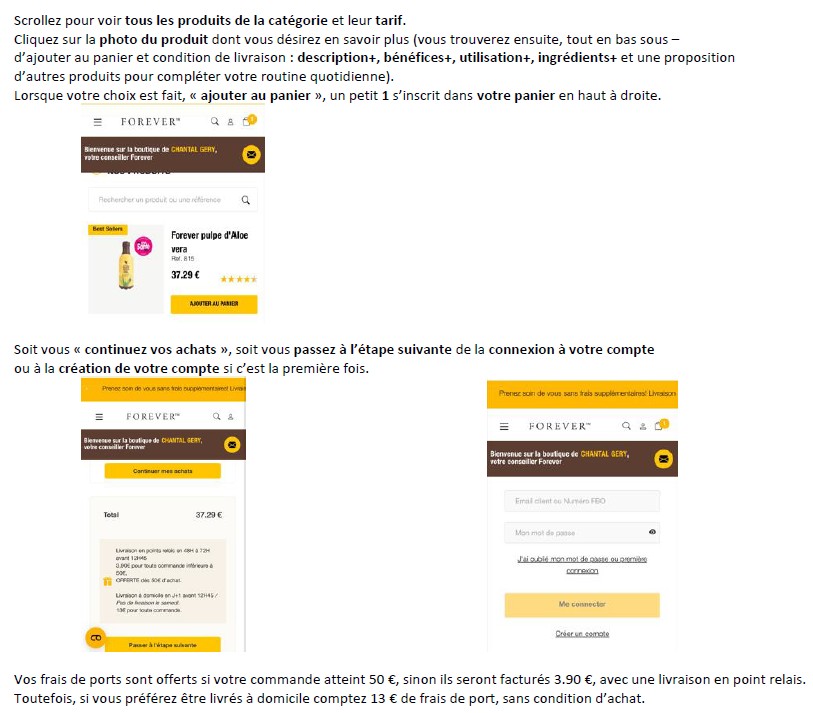 Notice panier et ouvrir compte client Aloe Vera
