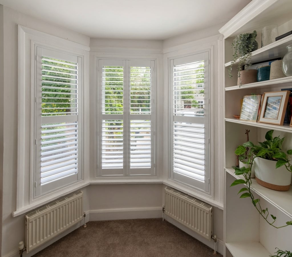 Bay window shutters installed in Richmond upon Thames period home